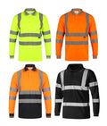 Hi Vis Long Sleeve Polo Shirt High Visibility Reflective Safety Work Top