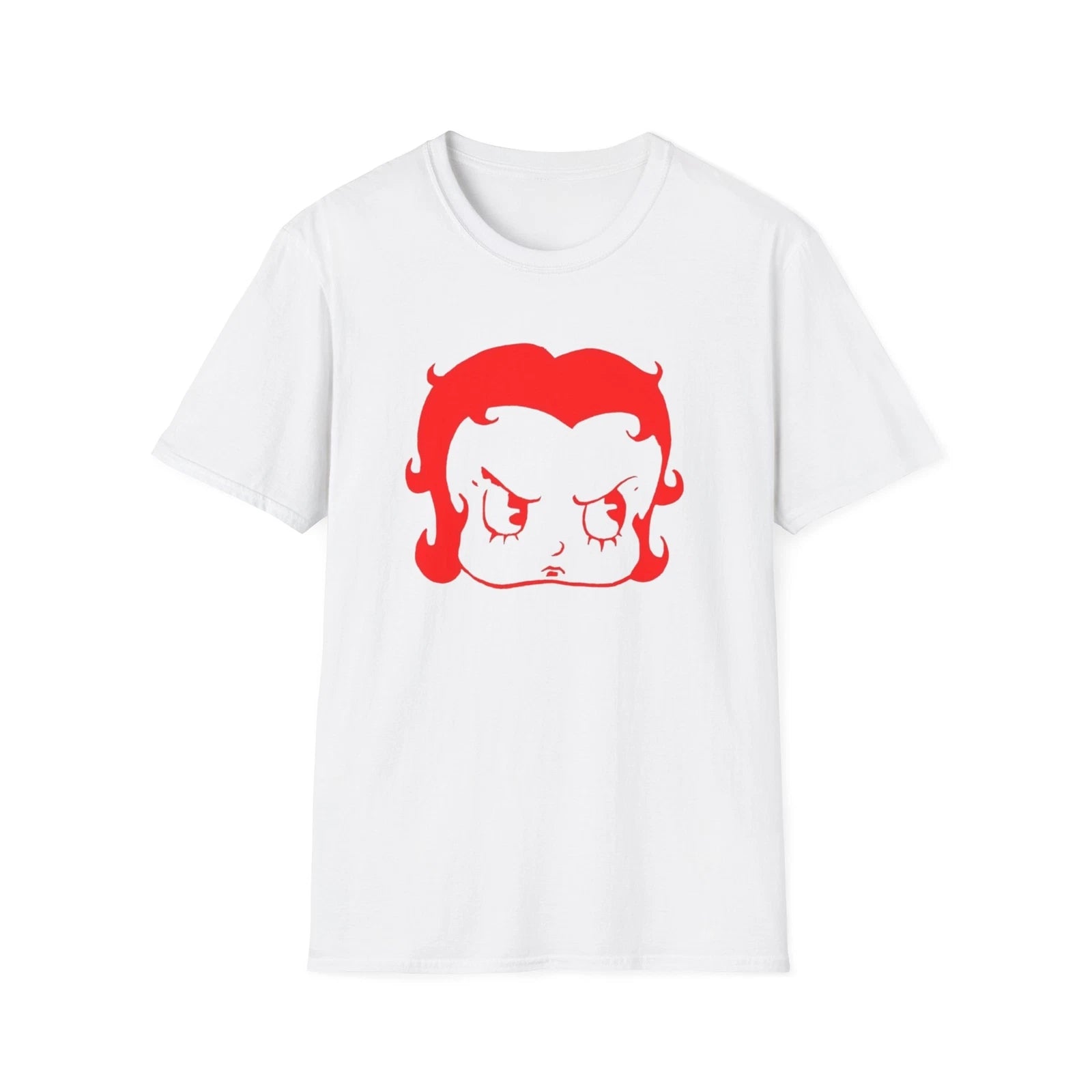 Vintage Cartoon Face Softstyle Graphic Tee for Anime and Pop Culture Fans
