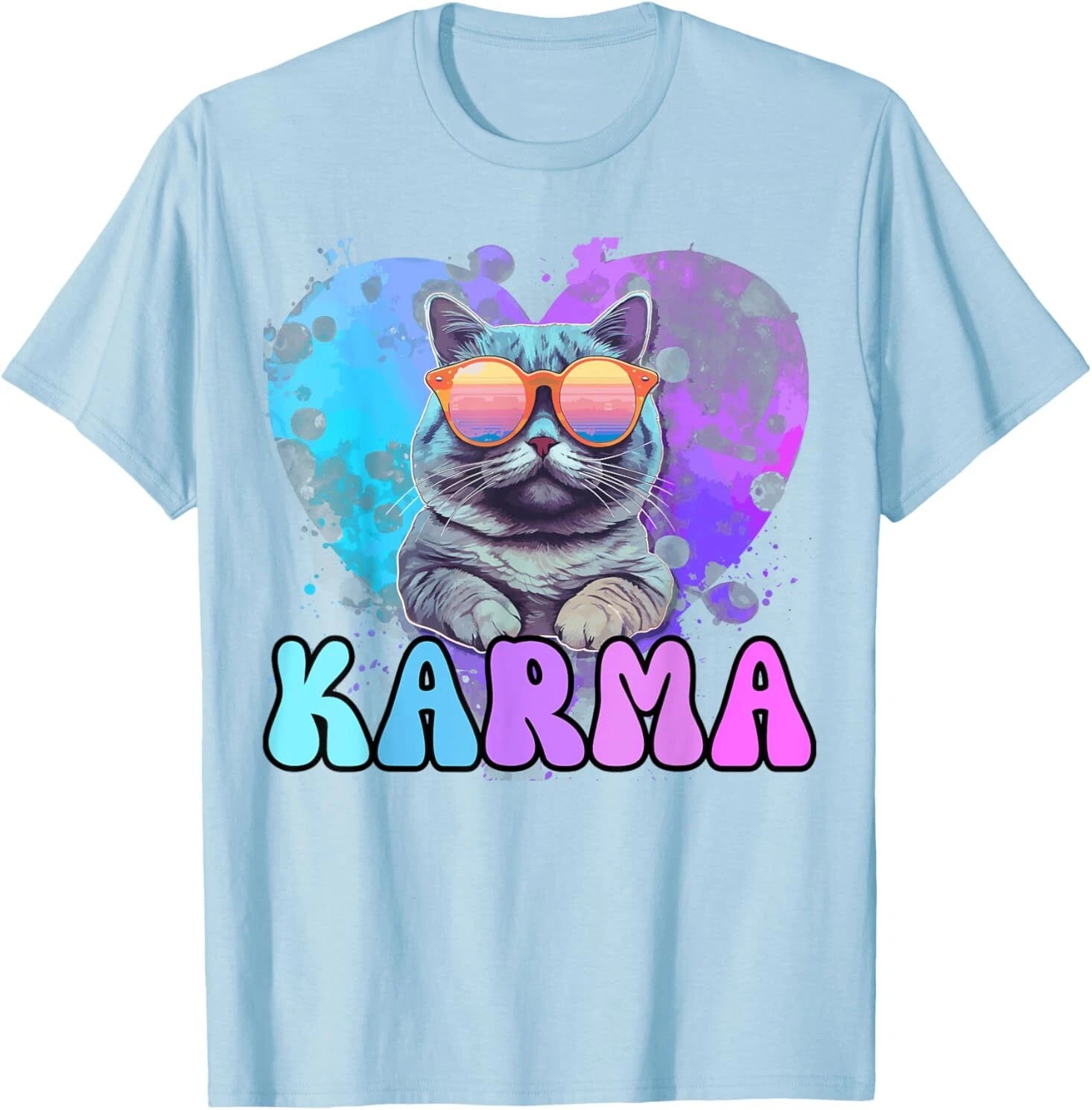 Cute Funny Cat Lover Heart Shape Karma T-Shirt