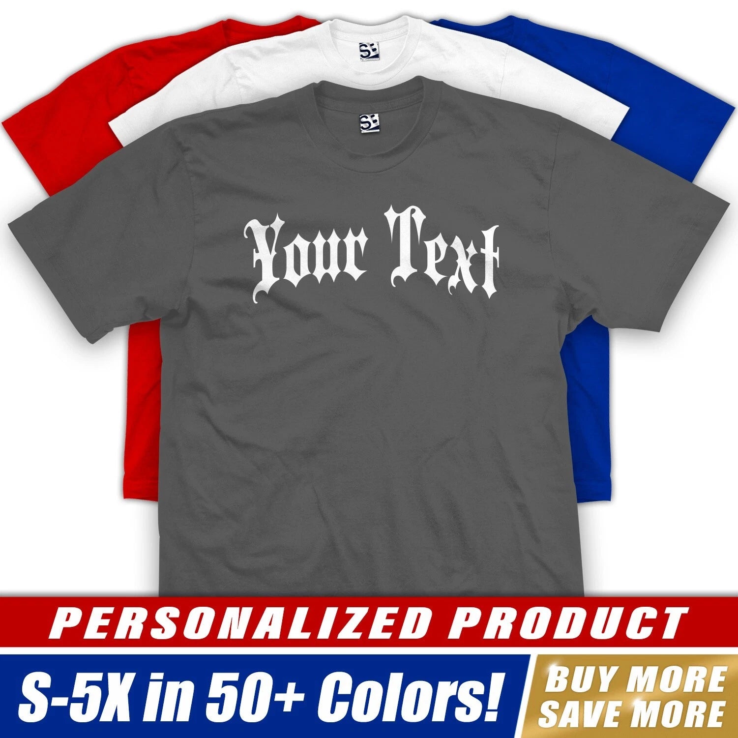 Custom Gothic Thug T-Shirt | Old English Street Personalized Mens Logo Design