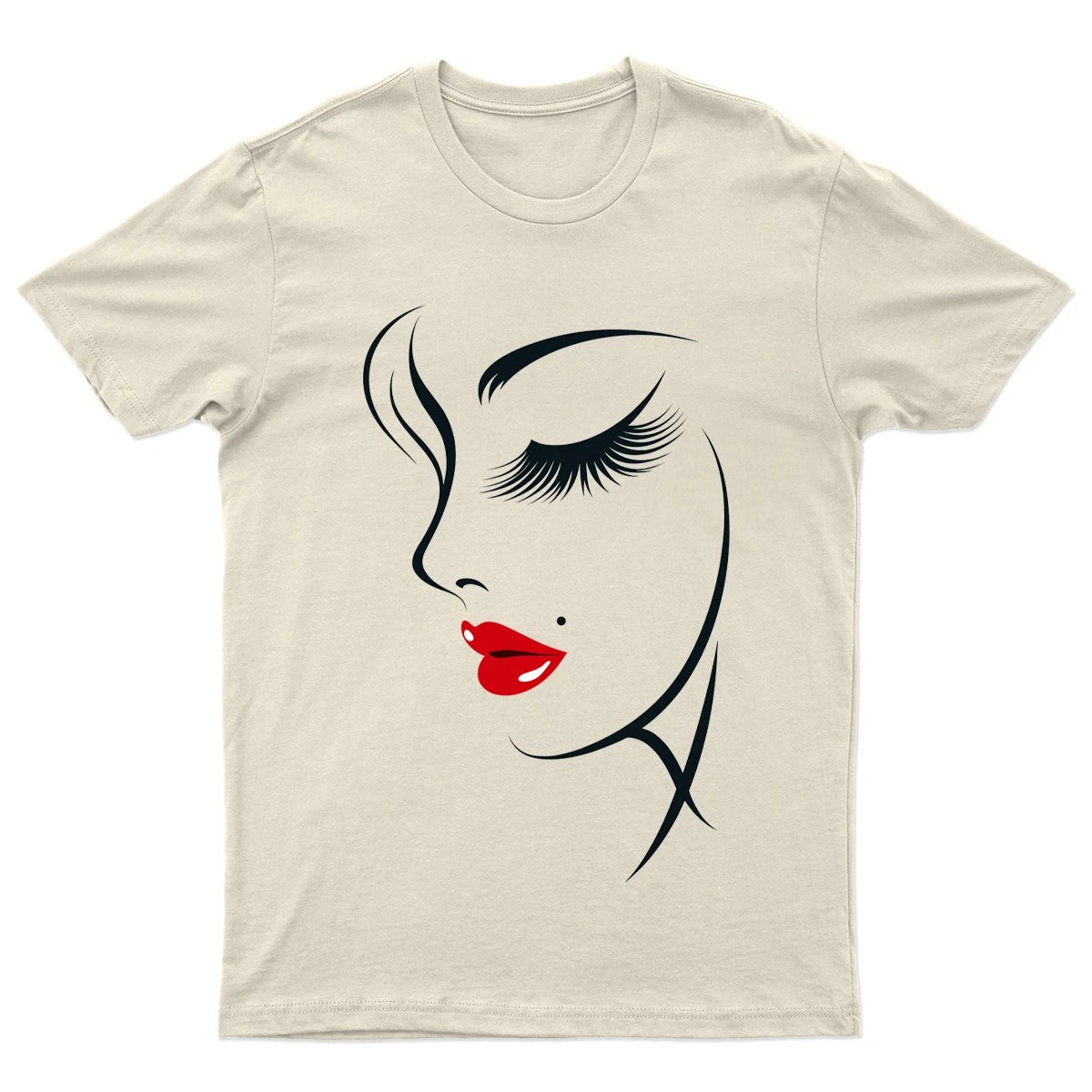 Minimalist Woman Face Art Fashion Graphic Tee Mens T-Shirt Womens Top