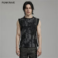 PUNK RAVE Men Gray Gothic Punk Decadent Daily Fitted Tank Top Sleeveless Shirt