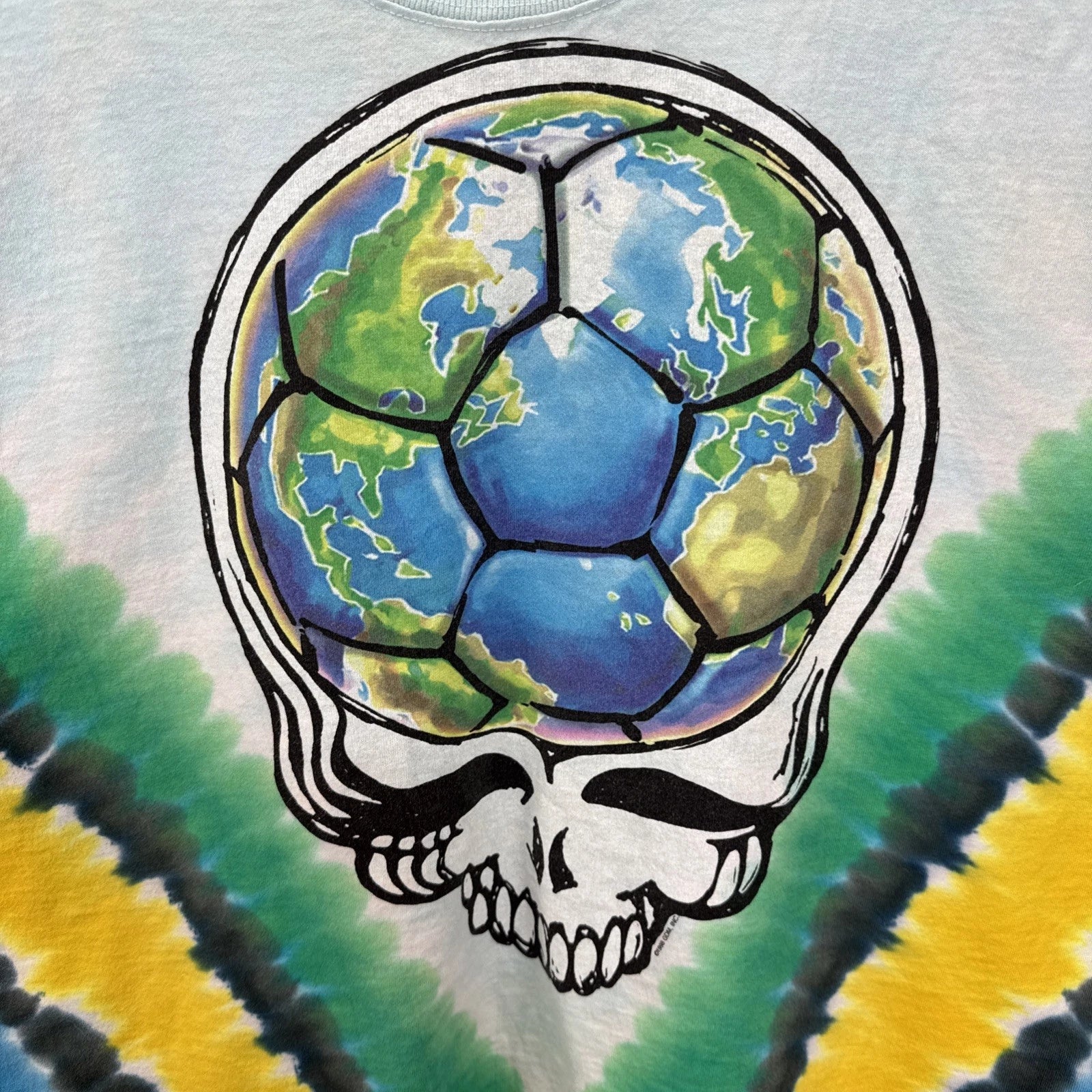 Vintage Grateful Dead T Shirt Mens XL Blue 90S Liquid Tie Dye Soccer World Rare