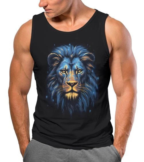 Mens Tank Top Lion Lion Art Print Art Illustration Print Print Shirt