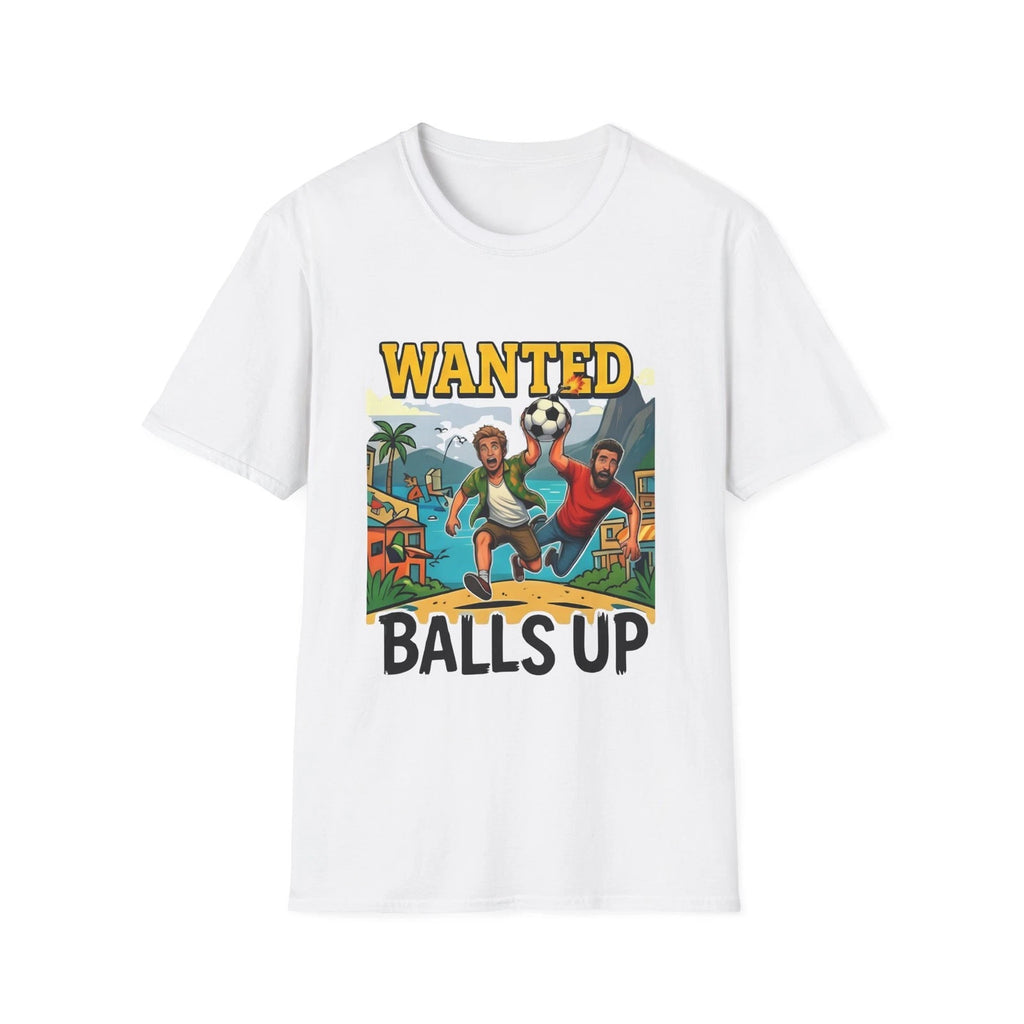 T-Shirt — "Wanted Balls Up" Retro Soccer Graphic Tee