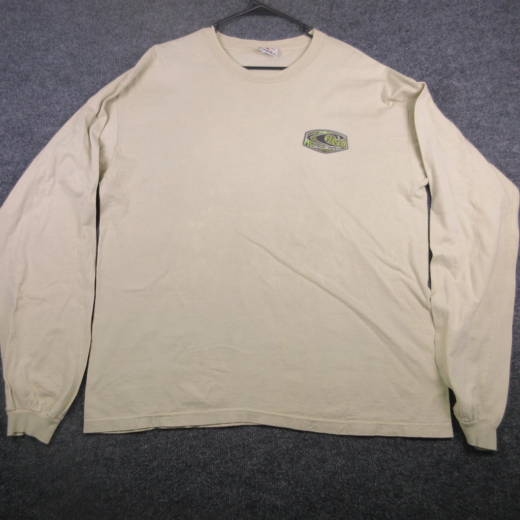 Y2K O'Neill Shirt Mens XL Beige Long Sleeve Surf Logo Graphic T Shirt Tee Back