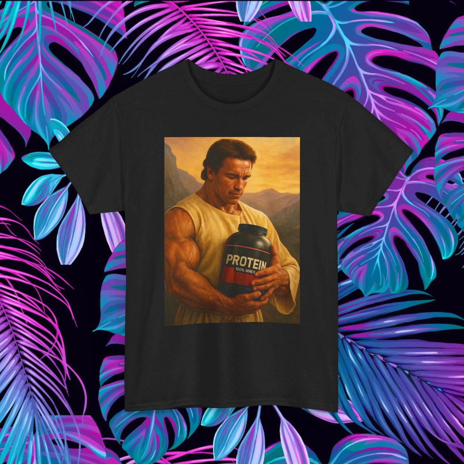 Arnold Schwarzenegger Protein Whey Gym Meme Vintage Graphic T Shirt