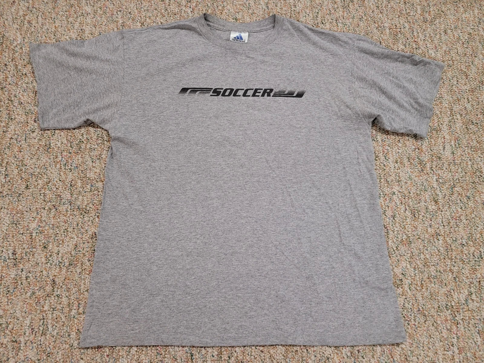 Adidas Soccer Shirt Mens Large Gray Vintage Made in USA Graphic Tee Short Sleeve