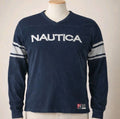 Vintage Nautica 83 Jersey Shirt Mens Large Navy Blue Embroidered Heavy Cotton