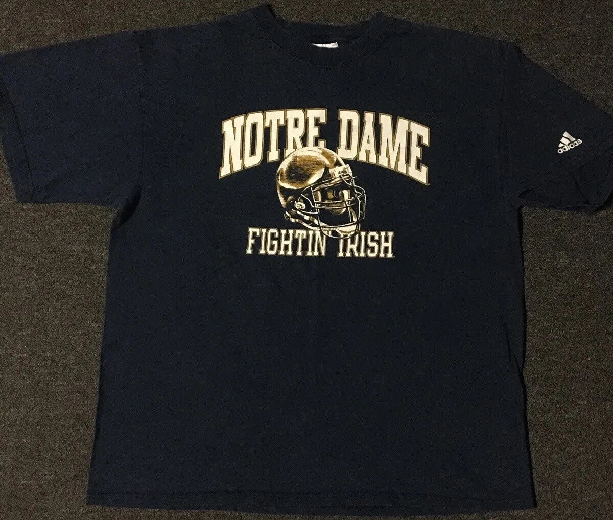 Vtg Adidas Notre Dame Faded Fightin Irish Shirt L College Football Grunge PE 90s