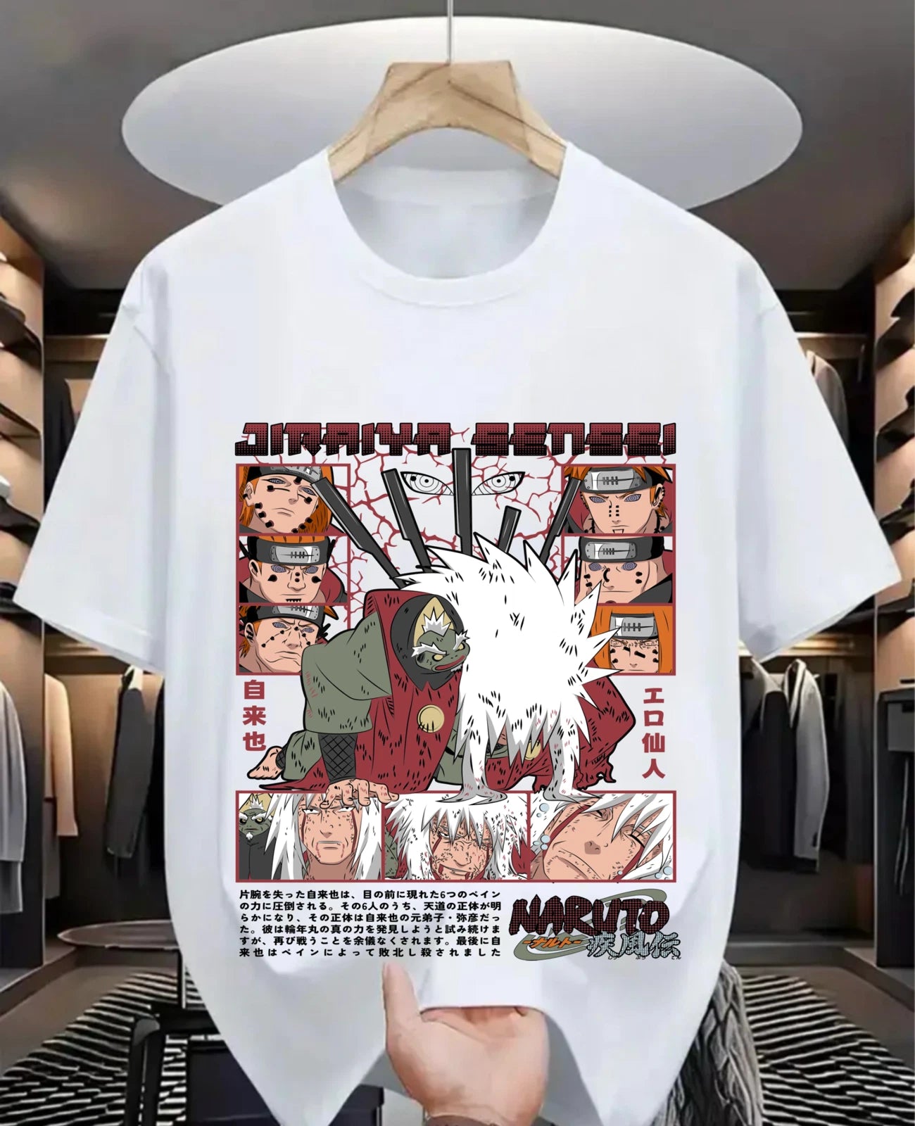 Jiraiya T-Shirt Naruto Rasengan Itachi Uchiha Horror Anime Gift Shirt All Size