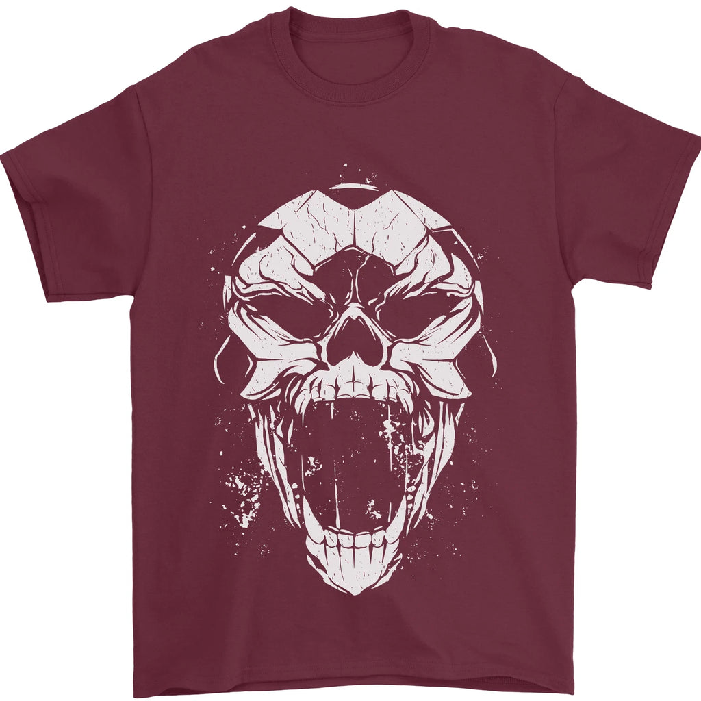 A Football Skull Footy Soccer Mens T-Shirt 100% Cotton