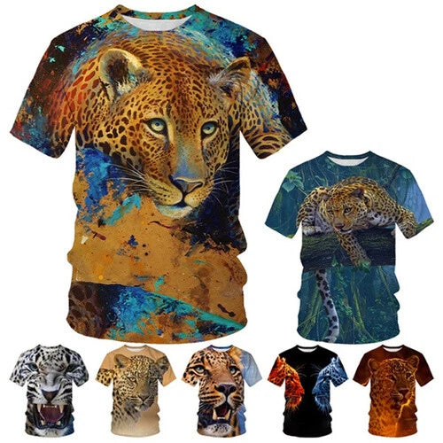 Animal Cheetah Streetwear 3D womens/mens Short Sleeve T-Shirt Casual Tops Tee
