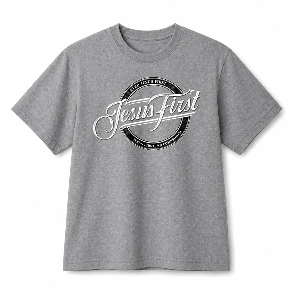 Unisex Jesus First Christian Faith Cross Believer Cotton T-Shirt Casual Tee