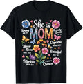 She is Mom Bible Verses Christian Boho Floral Mother's Day T-Shirt