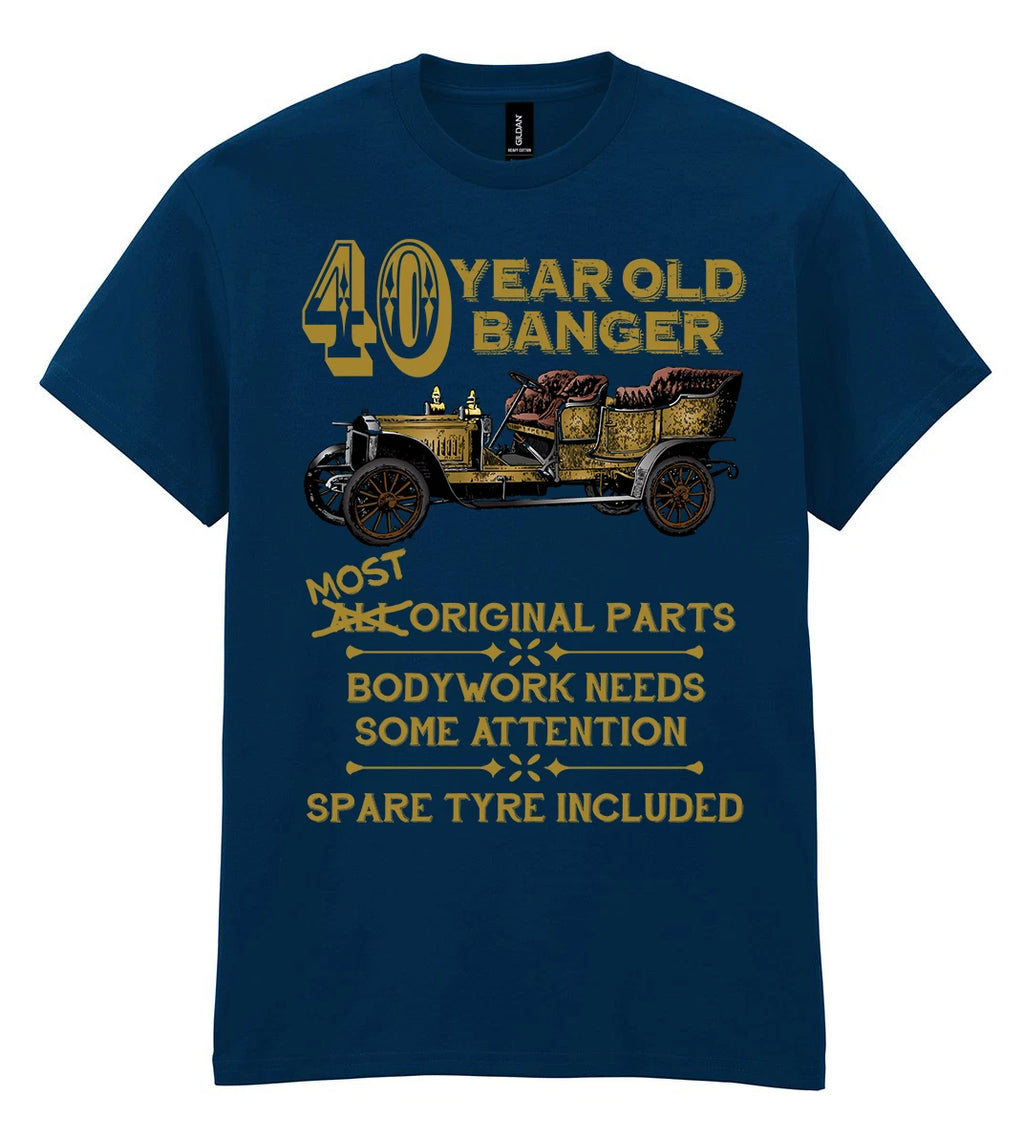 Mens 40th Birthday T-Shirt 40 Year OLD BANGER Funny Classic Fortieth Gift Top