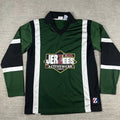 Vintage JERZEES Soccer Jersey Men's Size M Long Sleeve Rugby Football Green