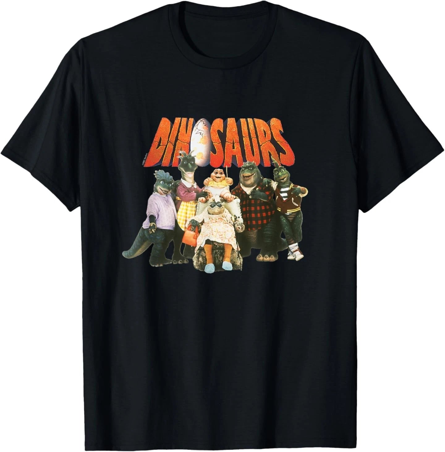Dinosaurs Character Group with Logo Retro TV Show T-Shirt