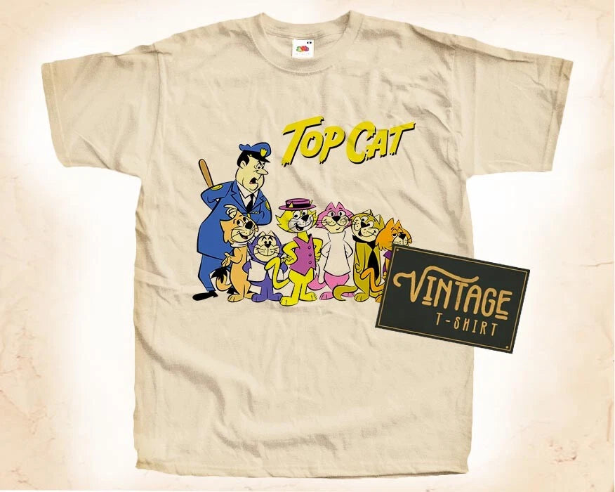 Top Cat Natural color Vintage T Shirt for Men Woman DTG Size S-5XL
