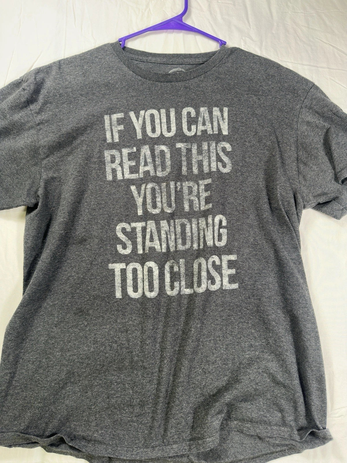 Funny Dad Joke “If You Can Read This” Grey Graphic Tee Unisex Size Large