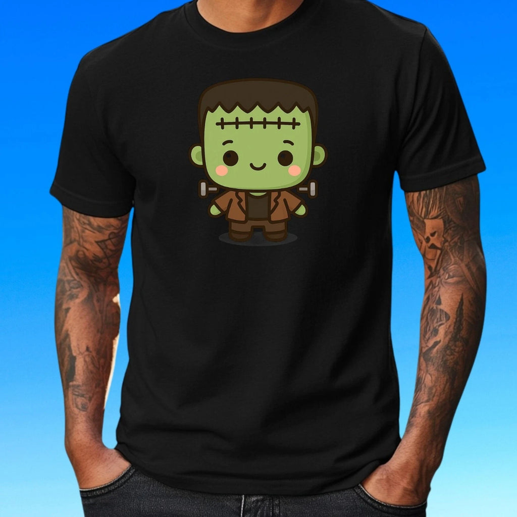 Mens Kawaii Frankenstein Motif Cotton T-Shirt Size S to 5XL