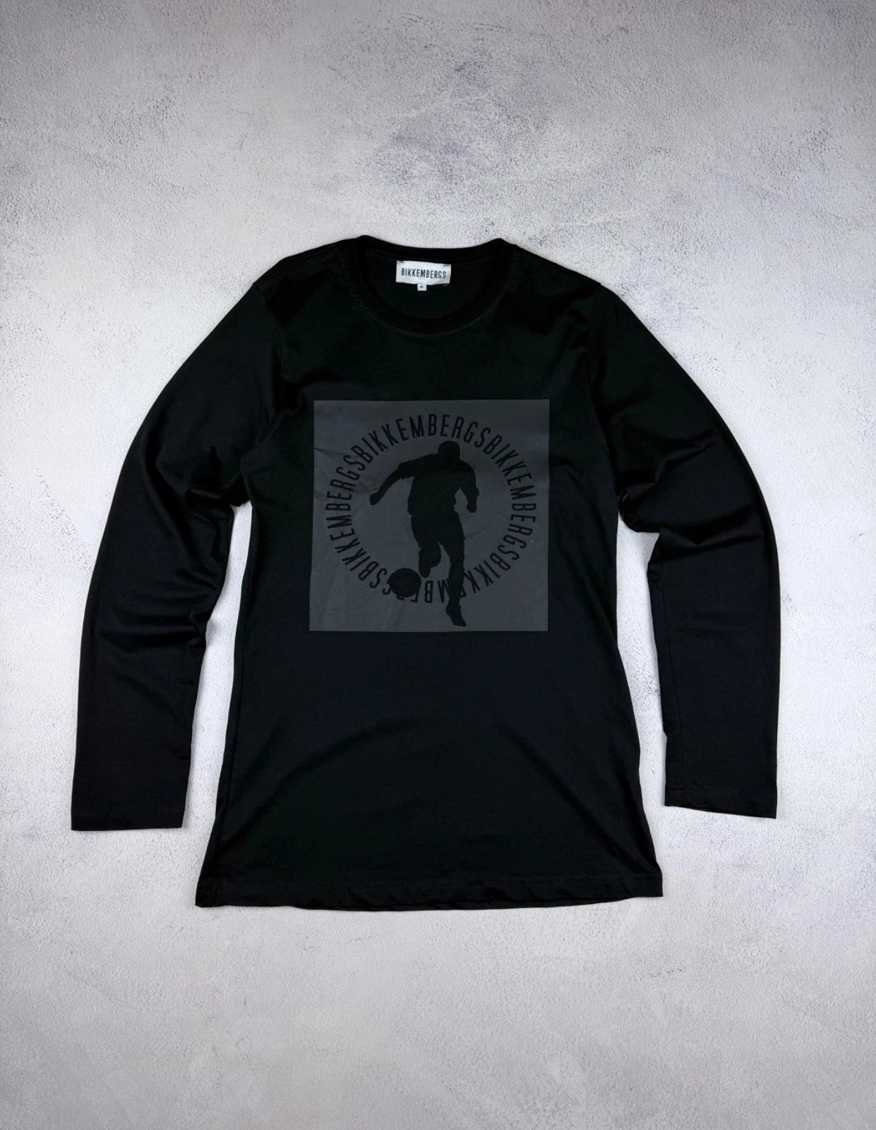 Dirk Bikkembergs Vintage Long Sleeve Shirt Black Football Soccer Graphic Tee M