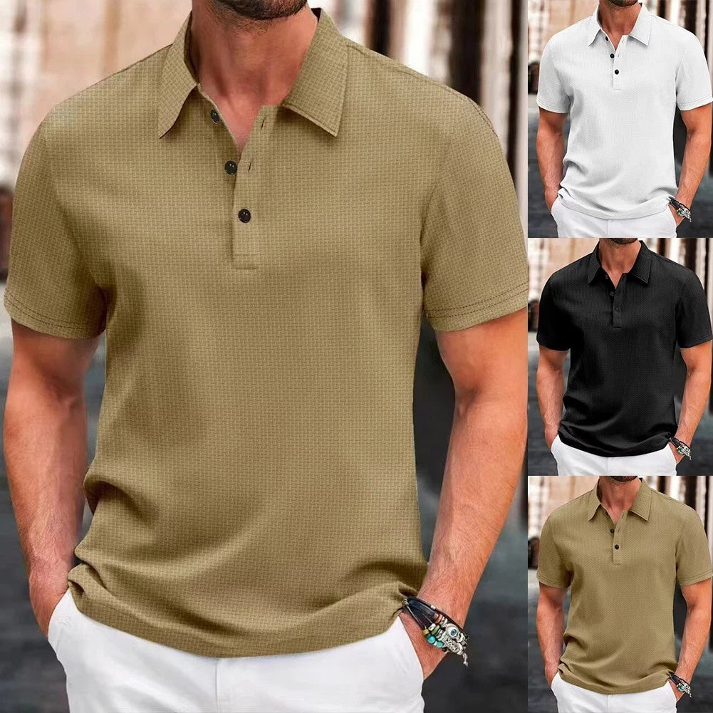 Breathable Men's Short Sleeve Lapel Shirt for Business Casual Daily Wear