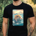 Mens Hamster Swimming in Ocean Motif Cotton T-Shirt Size XS to 5XL