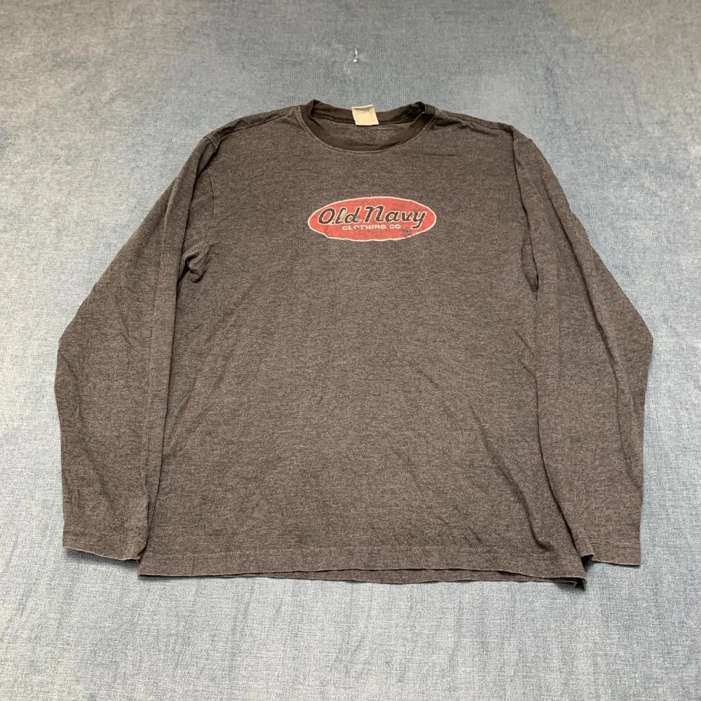 Y2K Old Navy Shirt Mens Small Charcoal Gray Cotton Graphic Print Streetwear