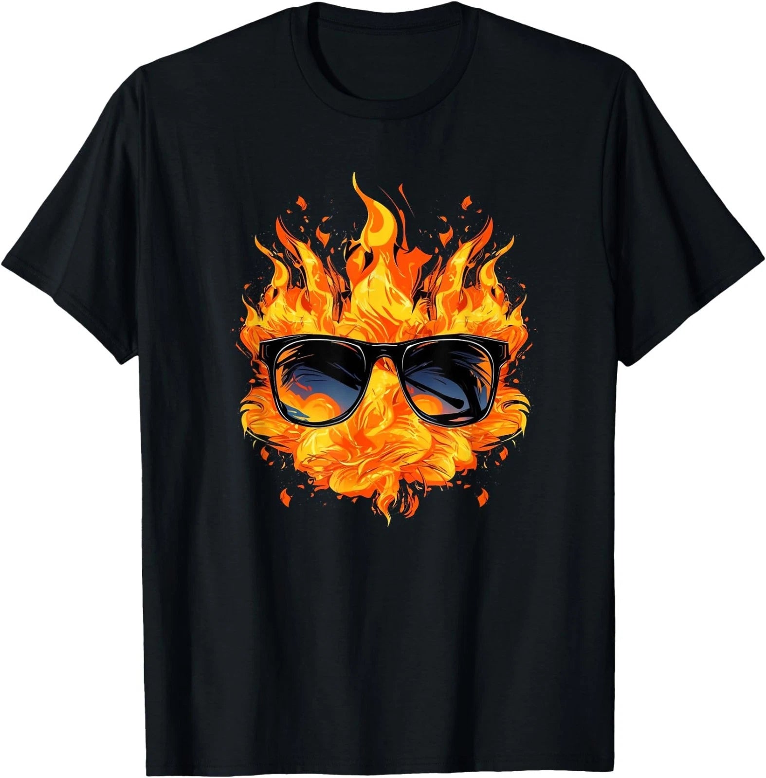 Cool Fire and Flames Glasses T-Shirt