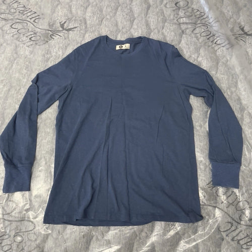 American Giant Shirt Crewneck Pullover Mens Size Large Long Sleeve Tee USA Blue