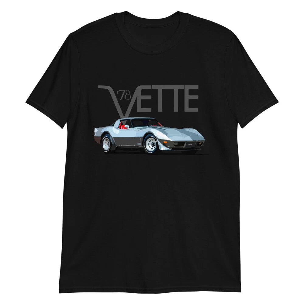 1978 Chevy vette C3 25th Silver Anniversary Muscle Car Short-Sleeve T-Shirt