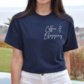 Coffee and blogging pocket Unisex T-shirt Blogger tee Black Navy Dark Heather
