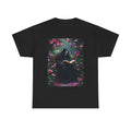 Grim Reaper T-Shirt, Unique Design with Death Reading a Book Floral Background