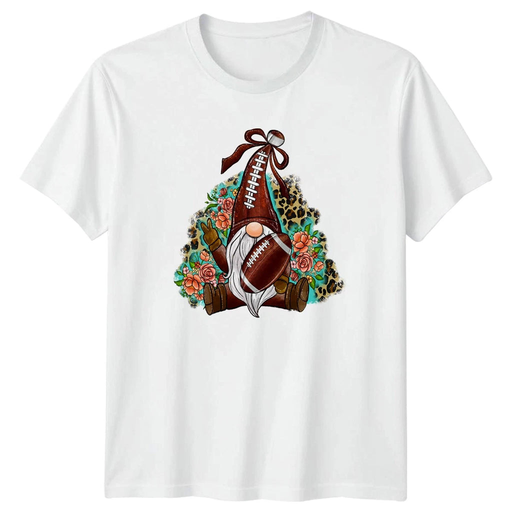 Gnome Football Peace Sign Floral T-Shirt Boho Football Sports Birthday Gift