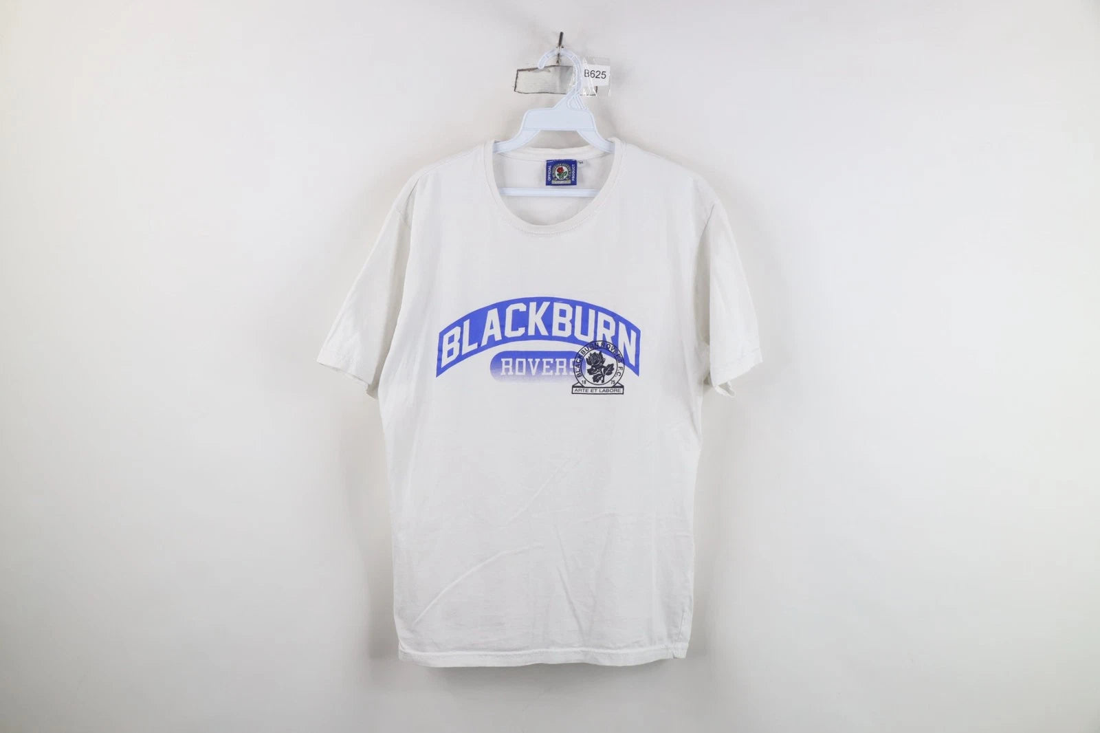 Retro Mens Medium Spell Out Blackburn Rovers FC Football Soccer T-Shirt White