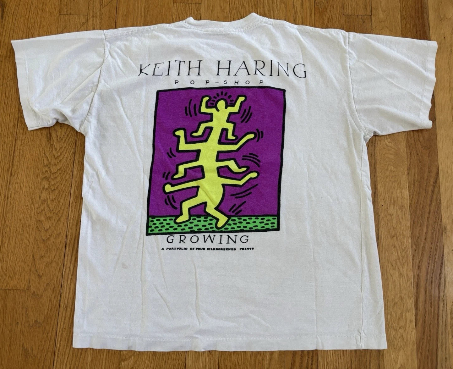 VTG 90s Keith Haring Shirt "Growing" Pop-Shop Art T-Shirt Sz M(?) Single Stitch