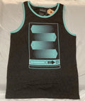 Urban Pipeline Tank Top Sleeveless Knit Graphic Black Teal Trim Men’s Size L