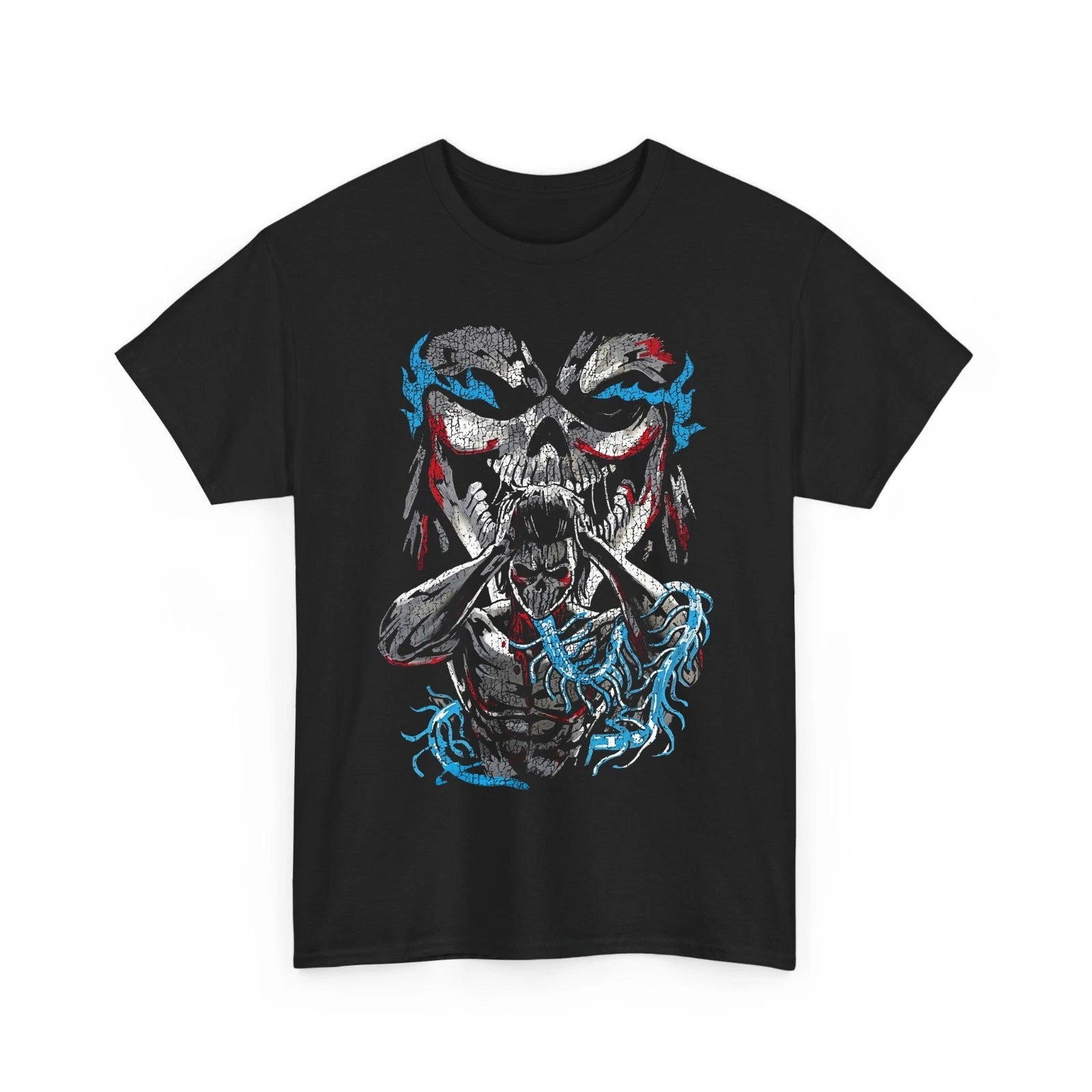 Grunge Inner Demon Skull T-Shirt Dark Fantasy Cyber Gothic Graphic Tee Men