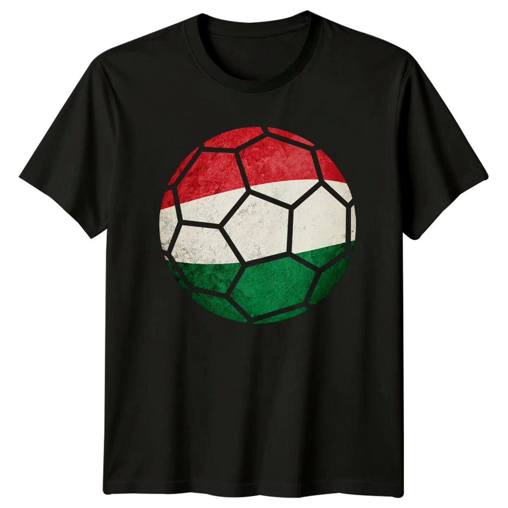Hungary Flag Soccer Ball Sports Mens T-Shirt Womens Tee Graphic Unisex Top