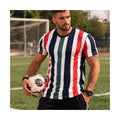Mens Striped T Shirt Soccer Jersey Style Vertical Stripe Casual Tee