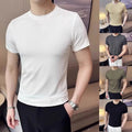 Lightweight Slim Fit T-Shirt Slim Fit Ribbed Thin 96%Polyester+4%Spandex