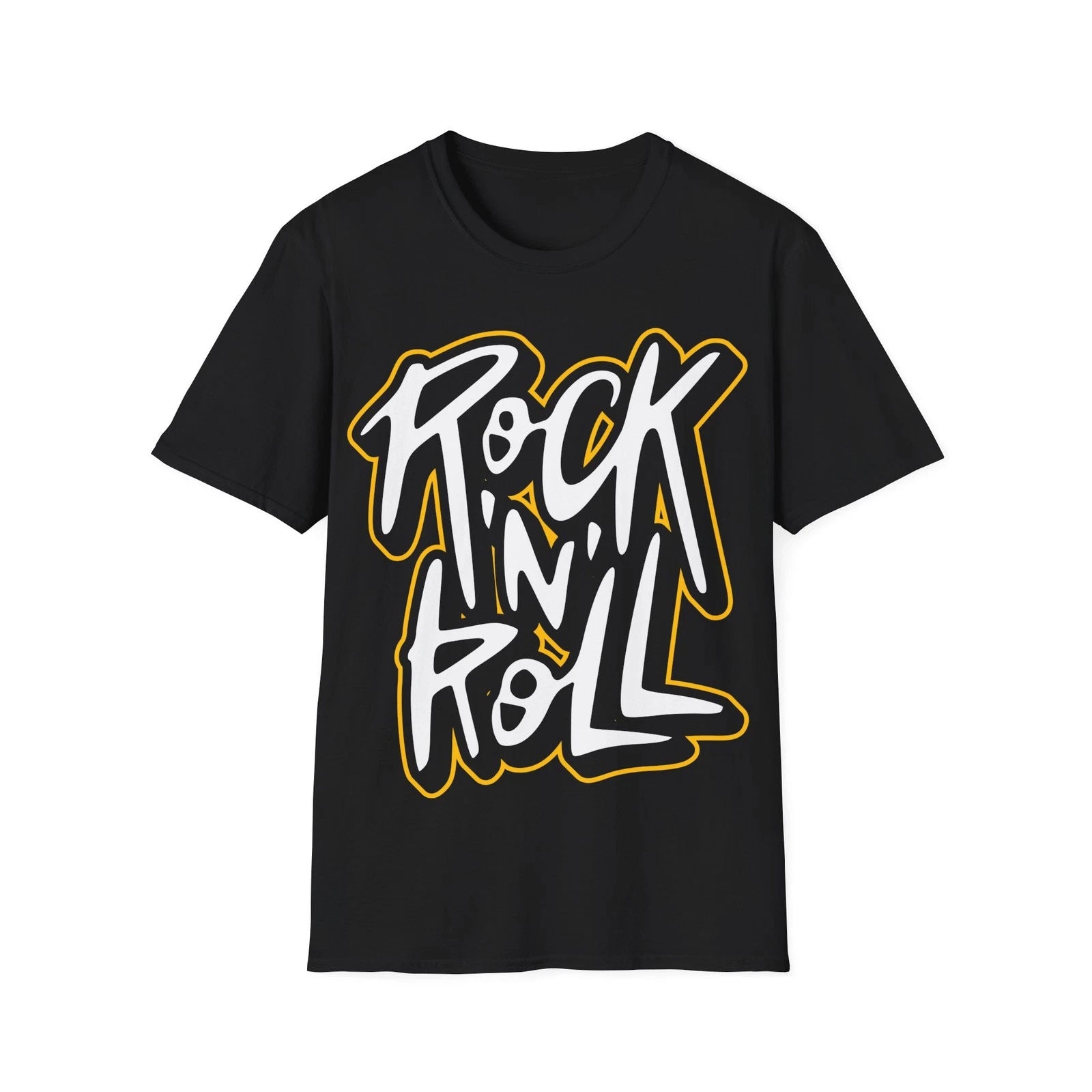 Rock'N'Roll T-Shirt, Graffiti Style Typography Tee, Classic Rock Regular Fit Top
