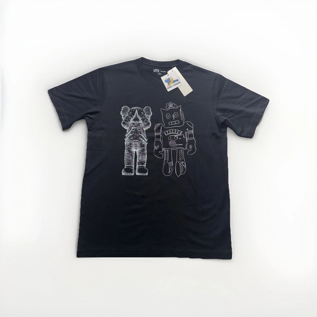 Kaws + Warhol T Shirt Men’s Size Large Black Space Robot COLLAB  NIB