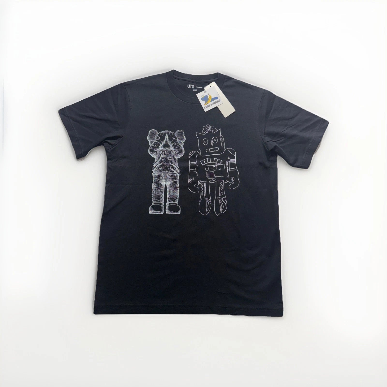 Kaws + Warhol T Shirt Men’s Size Large Black Space Robot COLLAB  NIB