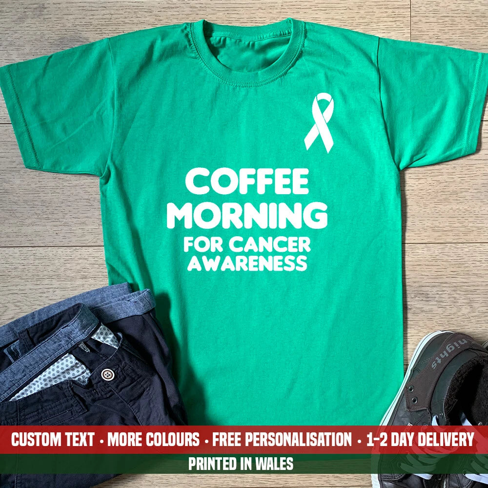Coffee Morning For Cancer Awareness T-shirt Worlds Donation Macmillan Top Mens
