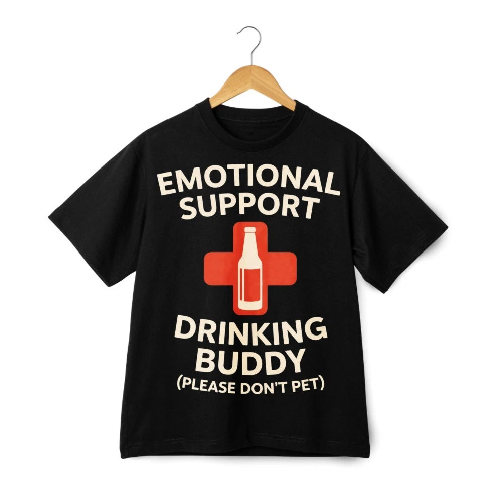Emotional Support Drinking Buddy Please Don't Pet Funny Alcohol Humor T-Shirt