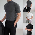 Business Casual Wear Men Slim Fit Tee 80% Polyester 20% Spandex Tight Silhouette