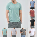 Men Casual T-Shirt Solid Color O-Neck Short Sleeve Slim Fit Top Summer Wear