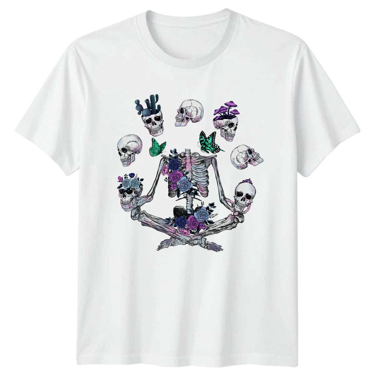 Gothic Skeleton Skulls Butterfly T-Shirt Macabre Art Gothic Birthday Gift